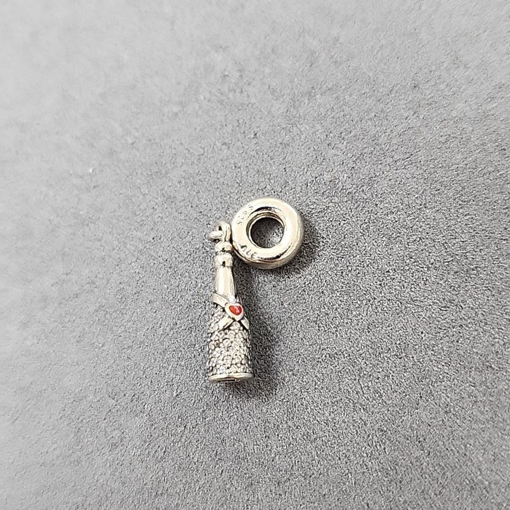 Authentic Pandora ALE Dangle Charm Sparkling Wine Champagne Bottle